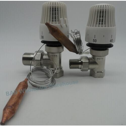 Brass 2 way Angle thermostatic radiator valve for heating system temperature controller valve energy save 30-70degree