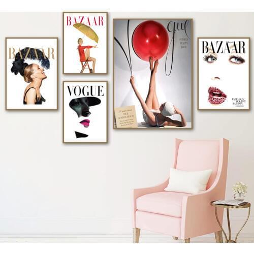 Modular Pictures Fashion Girl Canvas Printed Poster Minimalism Nordic Watercolor Vogue Painting Wall Art Living Room Home Decor