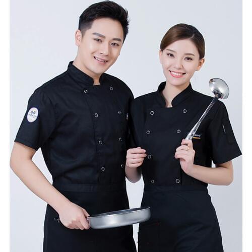 New Chef Uniforms Clothing Short Sleeve Men Food Services Cooking Clothes 4-color Big Size Uniform Chef Jackets