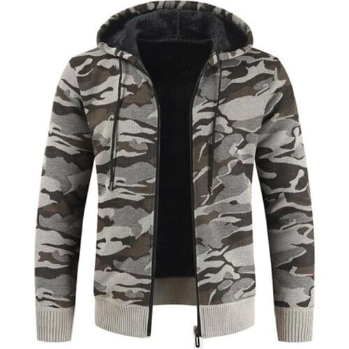 Mens Sweater Thick wool liner Mens Jackets hooded Mens casual jacket wholesale Male Knitted Sweaters Mens Cardigan sweater