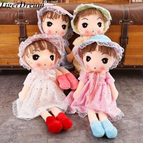 Cartoon Soft PP Cotton Stuffed Rural Little Girl Plush Toys Cushions Creative Dolls Baby Sleeping Pillows For Girls 4 Colors