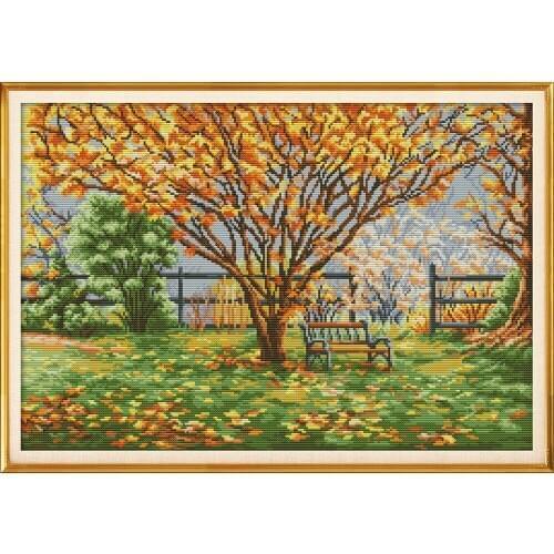 Fallen leaves cross stitch kit aida 14ct 11ct count print canvas cross stitches stitching needlework embroidery DIY handmade