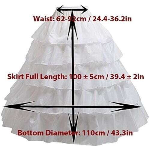 New A-line Long Petticoats For Floor Length Wedding Dress 4 Hoop Crinoline Ruffles Petticoat Underskirt