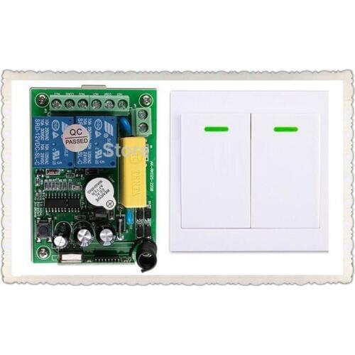 New AC220V 2CH Wireless Remote Control Switch System Receiver +Wall Panel Remote Transmitter Sticky Remote Smart Home Switch