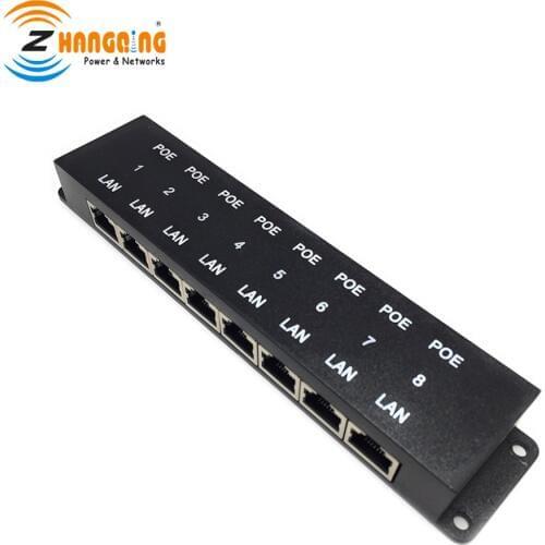 Security 8 port passive POE injector Power over Ethernet for IP Network Camera Ubiquiti and MikroTik 100Mbps for up to 8 devices