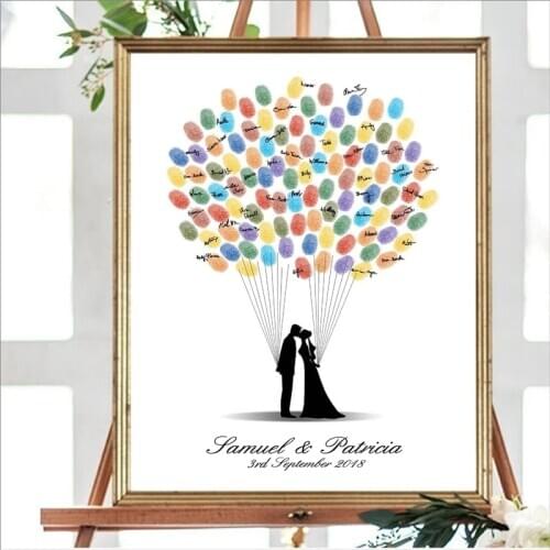 Personalized Wedding Banquet Decoration Canvas Print Art Poster Diy Fingerprint Name Custom Wedding Gift