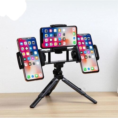 Popular Mini Tripod stand holder + Multifunction Phone Live Clip Phone Holder Three Fixed Clips Accessories Durable UM