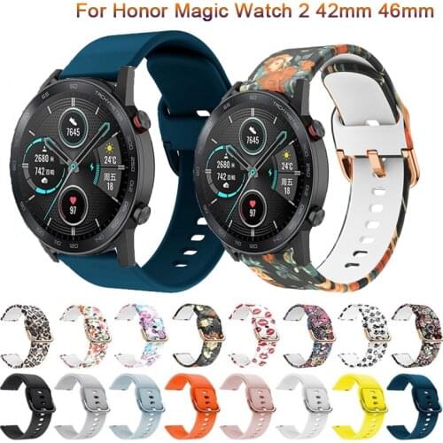 Silicone strap for Honor Magic Watch 2 42mm 46mm Watchband Bracelet Sports Smart watch Replacement Strap For Huawei GT GT2 Strap