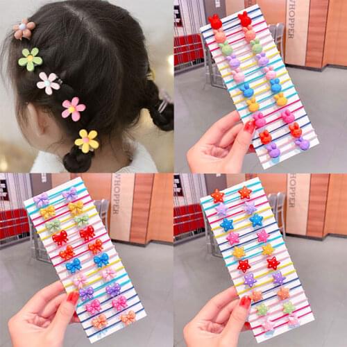 20PCS/Set Girls Fruits Flower Rubber Band Elastic Hair bands Rainbow Cartoon Character Headwear Girl Cute Sweet Hair Accessories