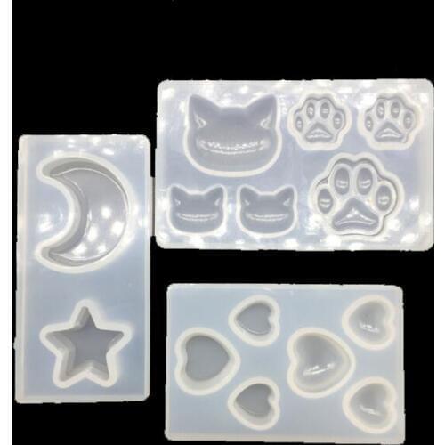Lovely cat bear paw heart moon star Silicone Mold Resin Silicone Mould handmade DIY Jewelry Making epoxy resin molds craft