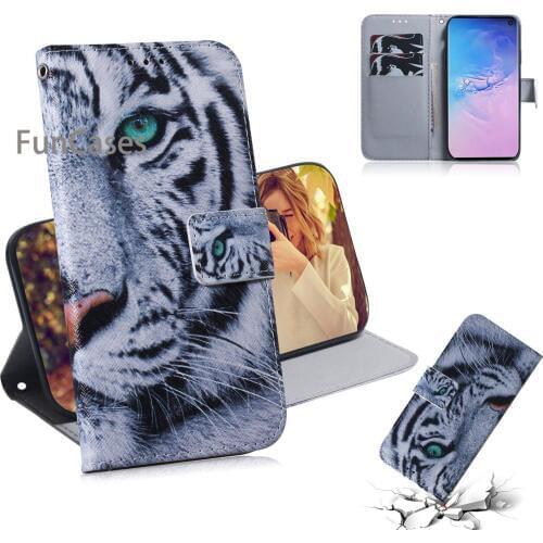 Silicon Cases For hoesje Samsung S10 Plus Tiger Telefoan PU Leather Flip Case sFor Casa Samsung Galaxy armor S10 S10E Lite