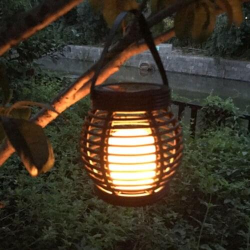 Solar Hanging Lanterns Solar Powered with Handle Waterproof Flickering Flame Lights For Outdoor Garden Table Patio Pathway
