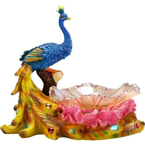 European Style Peacock Glass Fruit Plate Ornaments Home Living Room Decoration Home Dried Fruit Candy Plate Creative Gift