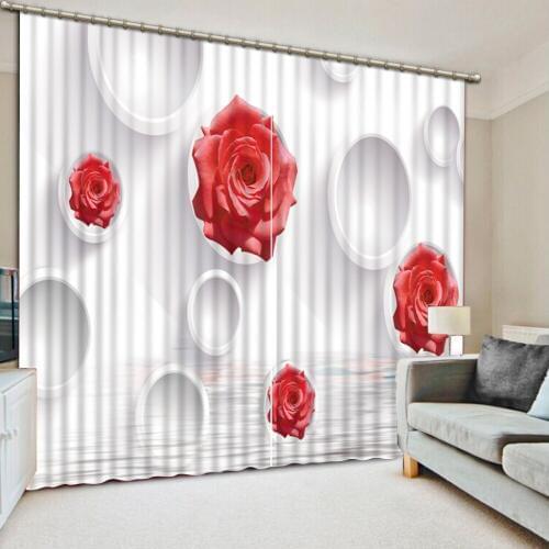 Red rose Digital Print 3D Blackout Curtains For Living room Luxury Living Room Curtains 3D Curtains For The Bedroom