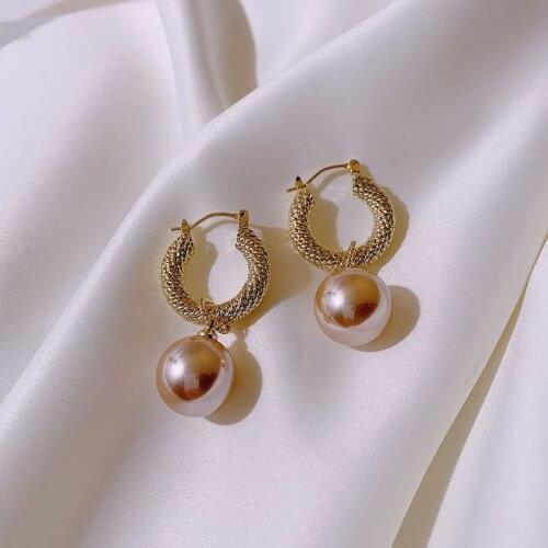 2021 New Champagne Pearl Dangle Earrings For Woman Korea Fashion Jewelry Gothic Exaggerated Earrings Girls Sexy Accessories