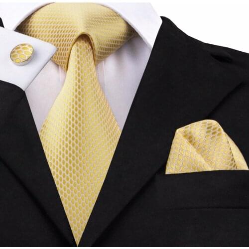 SN-1540 High Quality Royal Yellow Geometric Ties for Men 100% Silk Gold Necktie Luxury Jacquard Woven Gravata Dropship Male Ties