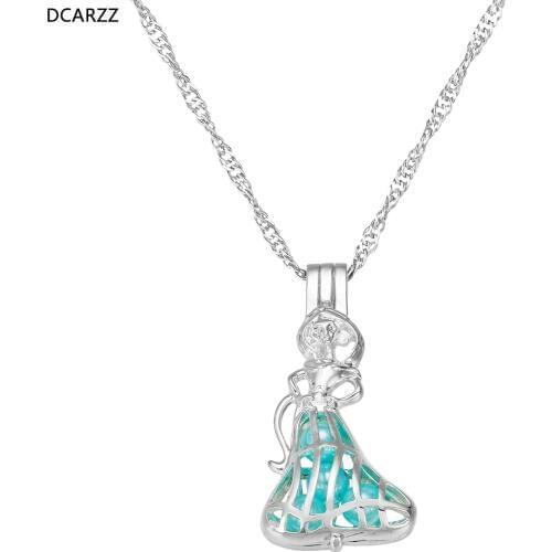 Aladdin Jasmine Princess Pendant Pearl Cage Necklace Vintage Fairy Tale Girls Cosplay DIY Jewelry Locket Necklace Wholesale