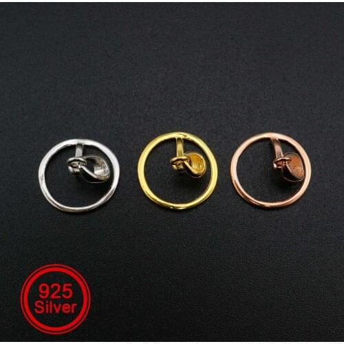 1Pcs Round Beads Holder Pendant Bezel Star Planet Rose Gold Plated Solid 925 Sterling Silver Charm Settings DIY Supplies1411271