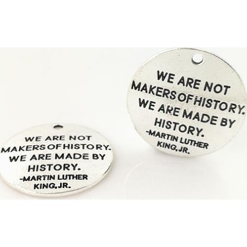 10 pcs/Lot 25mm Antique Silver colour letter printed we are not makers charm round disc message charms