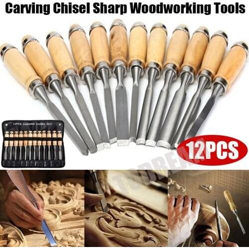 12pcs/set Wood Carving Set Carving Knife Tools Set Woodworking Hand Tools Handmade Craft Professional Lathe Gouges Tools Knife
