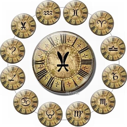 12 constellation fridge magnet retro magic clock constellation refrigerator sticker glass dome fridge magnet home decoration