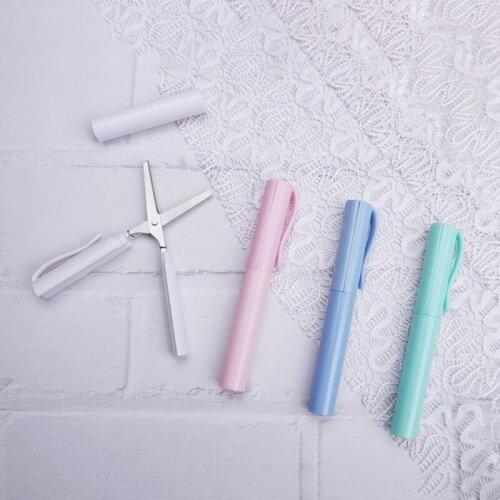 1XCB 5 Pieces Multipurpose Portable Scissors Foldable Scissors with Cap Comfort-Grip Handhled for Office Home School