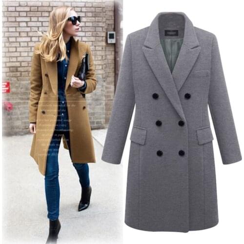 2020 New Style for Autumn and Winter L Trench Coat Womens Long Solid Color Womens Overcoat Wool Coat Winter Clothes Women