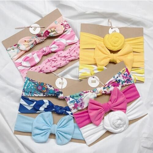 3Pcs/Set Baby Headbands For Newborn Hair Cute Baby Bow Flower Elastic Bow Headwear Kids Gifts Girl Hair Accessories