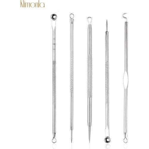5pcs/set Stainless Steel Acne Removal Needle Double-Ended Pimple Blemish Blackhead Extractor Face Cleaning Skin Care Tools