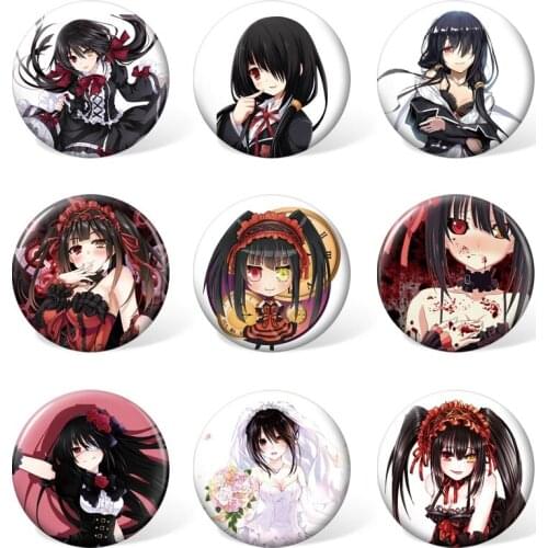 9pcs/set ) Anime DATE A LIVE Plastic Brooch Tokisaki Kurumi Fashion Badge Yatogami Tohka and Yoshino Backpack Accessories