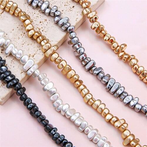5-10mm Natural Stone Hematite Irregular Gravel Stone Matte Gold Plated Beads for Jewelry Making Diy Earrings Bracelet Necklace