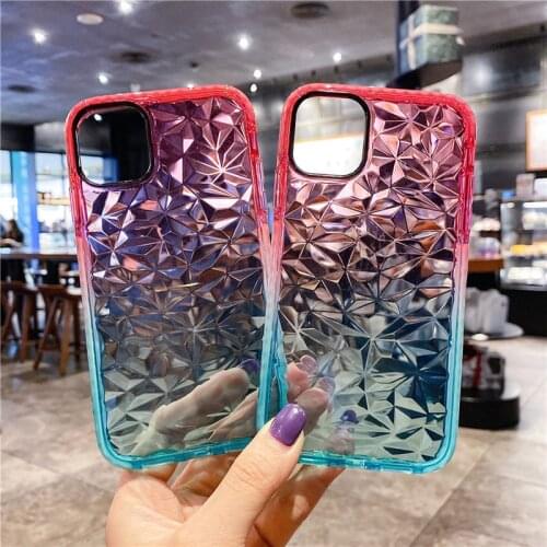 Diamond Pattern Gradient Clear Phone Case For iphone 11 12 Pro Max 12mini Soft Back Cover For iphone X XR XS Max 6 6S 7 8 Plus