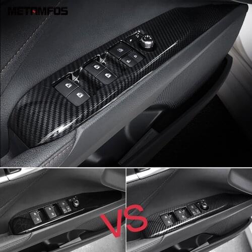 For Toyota Camry 2018 2019 2020 Carbon Fiber Window Lift Switch Cover Trim Inside Armrest Frame Interior Accessories Car Styling