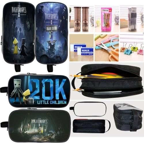 Double Layer Little Nightmares 2 Pencil Case School Pencil Holder Cute Zipper MakeUp Pouch New Game Pencil Bag Kids Storage Bag