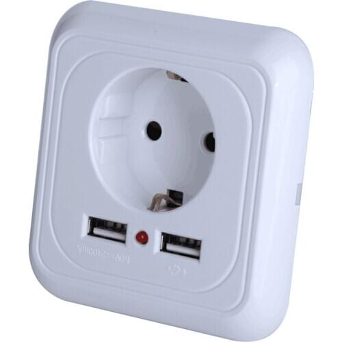 European USB socket 250V/16A USB output current 2.4A