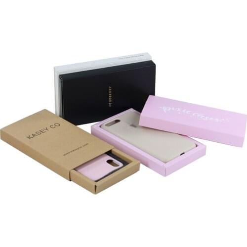 Art paper sliding small drawer box custom phone case packaging for gift