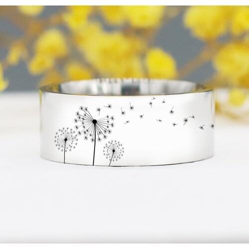 Custom Dandelion Personalized Stainless Steel Ring Gift For Friend Engraved Lover Jewelry