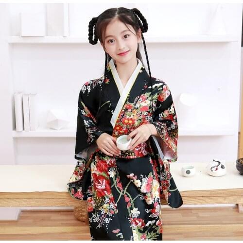 Baby Girl Kimono Traditional Formal Dress Kids Japanese Style Party Cosplay Costume Children Yukata Robes Haori Samurai Clothing