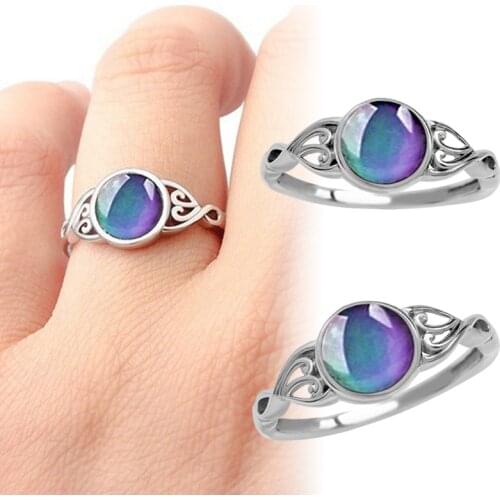 Vintage Change Mood Ring Round Temperature Control Color Emotion Feeling Changeable Rings Women Retro Casual Party Jewelry