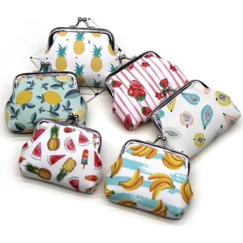 New Fruits Pattern Coin purse girl Fresh Casual PU leather Zero Wallet Lady Fashion Cartoon Money Bag women clutch change purse