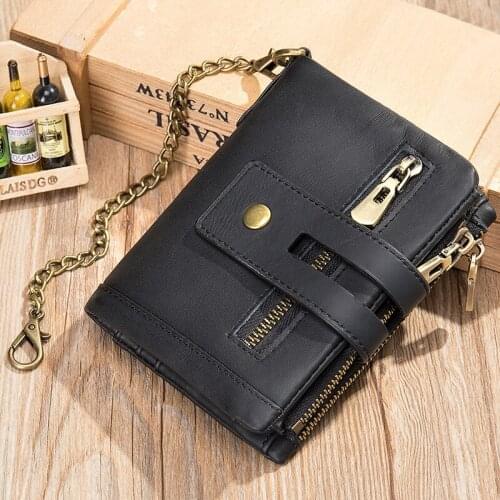 Luufan Geunine Leather Rfid Anti-magnetic Card Holders Wallets Men Purse Vintage Short Men Purses Mini Money Bags For Women