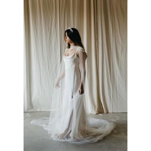 Mingli Tengda Bridal Mesh Shoulder Cape Wedding Accessories Lady Long Party Performance Temperament Lace Cloak Shrug Simple Sexy