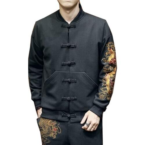 2019 New Male Jackets Casaco Masculino Chaquetas Hombre Veste Homme Dragon Embroidery Bomber Jacket Coat Men Jaqueta Masculina