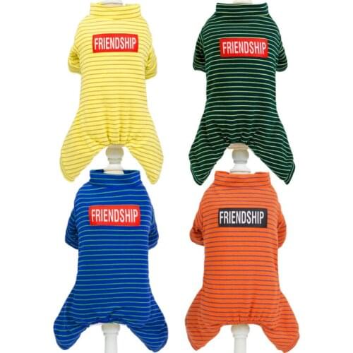 Soft Warm Pet Dog Jumpsuits Good friend letter Dog Clothes Autumn winter stripe cotton coat Chihuahua Yorkshire Ropa Perro