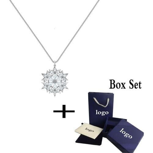 2019 New Jewelry Magic Glittering Snowflake Crystal Necklace Women Romantic Gift