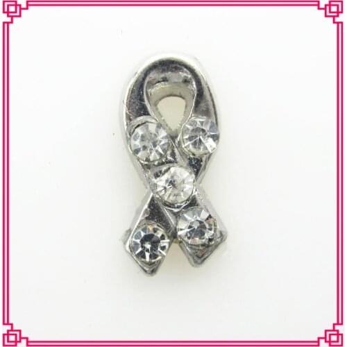 New designs 20pcs/lot crystal cancer silk ribbon floating charms living glass memory floating lockets charms