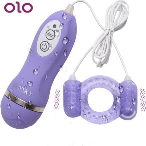 OLO Jump Egg Vibrate Penile Ring Penis Vibrators Stimulator Masculine Masturbation Vibrator Persistent Ring Sex Toys For Men