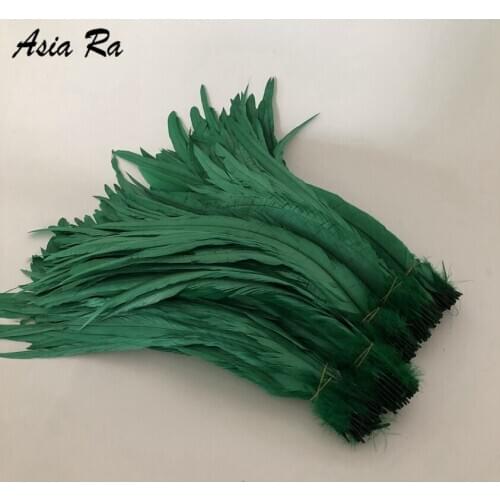 Rooster tail feather Deep Green Colors DIY feather clothing jewelry accessories / wedding Party supplies performance necessary