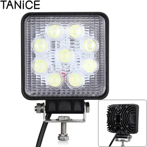 TANiCE Shockproof Work Light 9PCS 27W LED Stainless Steel Bracket For SUV ATV Jeep Off-road Truck Spot Lamp Square Work Light