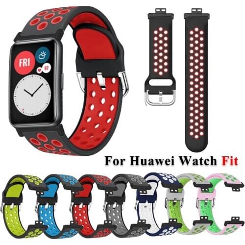Double Color Silicone Band For Huawei Watch Fit Strap Watchband Accessories Bracelet Correa For Huawei Fit Smart Watch Strap
